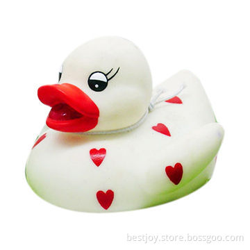 White Rubber Duck with Heart-shaped Spots, Perfect for Valentine Gifts